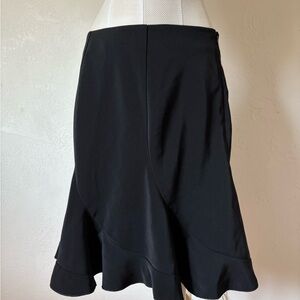 White House Black Market Black Ruffled Trumpet Skirt